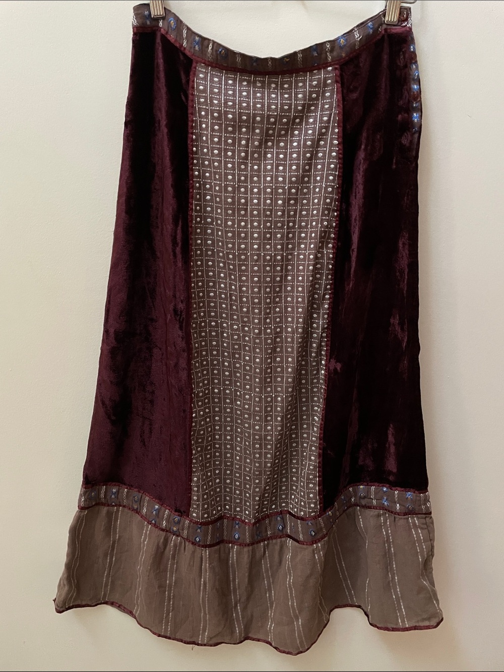April Cornell Cotton Velvet Skirt with Embroidery